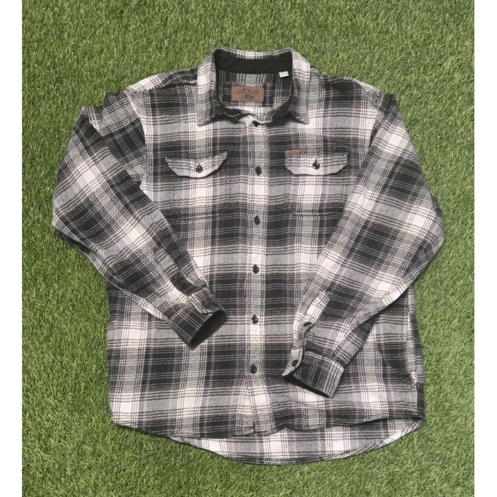 Orvis Men's Large Flannel Shirt Black White Grey Plaid Button Down Long Sleeve L - Picture 3 of 7